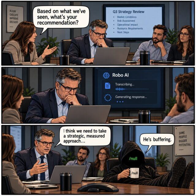 AI was supposed to remove friction from decision-making.

Somewhere along the way, we added a human loading screen.
/null

#null #AIHumor #ArtificialIntelligence #CorporateHumor #TechHumor #WorkplaceHumor #AIDecisionMaking #HumanJudgment

https://jasonsfuse.com/hes-buffering-when-ai-stops-assisting-and-starts-thinking-for-you/