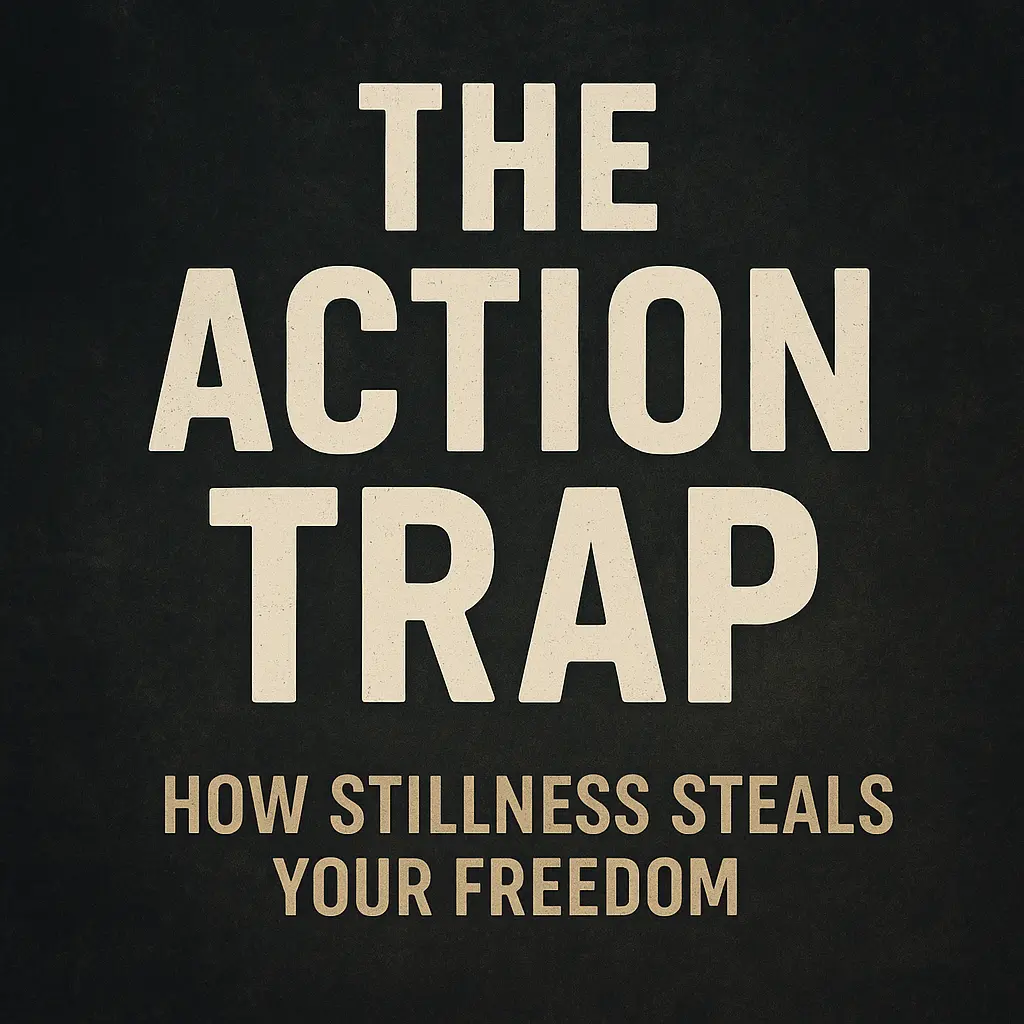 The Action Trap title graphic with bold distressed text on a dark textured background.