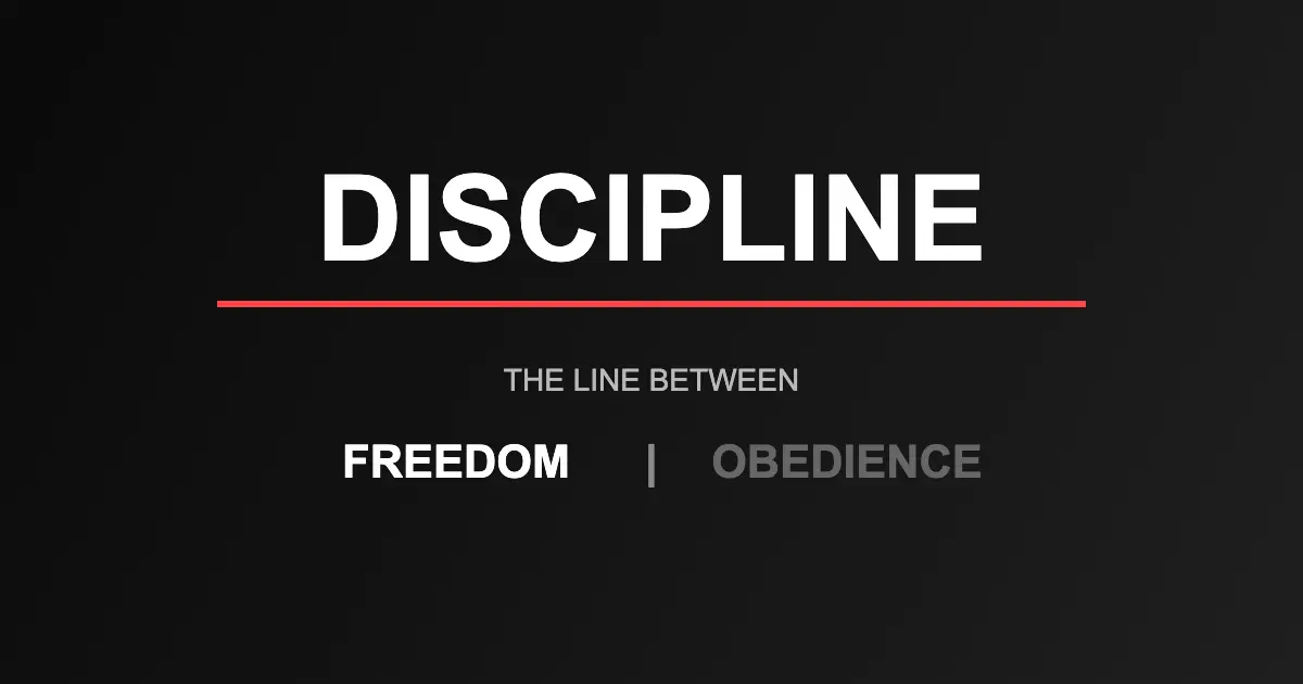 Discipline to get debt free typography design showing the dividing line between freedom and obedience